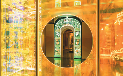 展廳里用光影呈現(xiàn)大報恩寺塔美景。