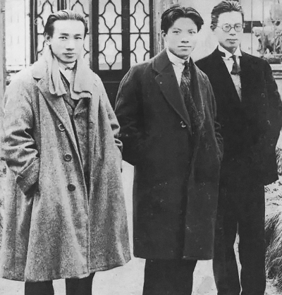 1920年代，國立藝術院創辦人林風眠（左）、林文錚、吳大羽（右）