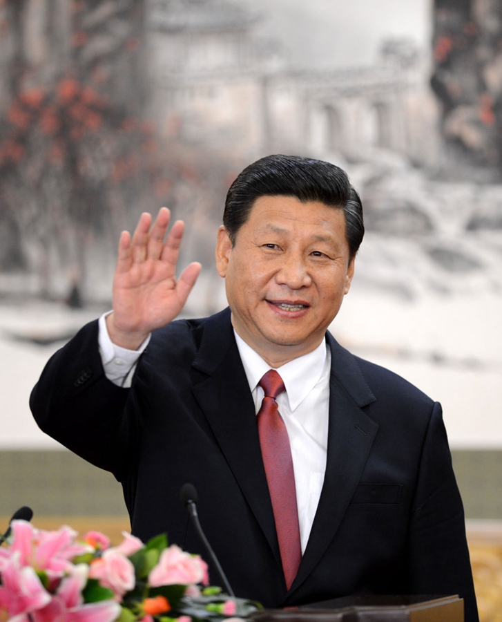 2012年11月15日，剛剛在中共十八屆一中全會上當選中共中央總書記的習近平在北京人民大會堂同采訪十八大的中外記者親切見面。新華社記者 謝環(huán)馳 攝