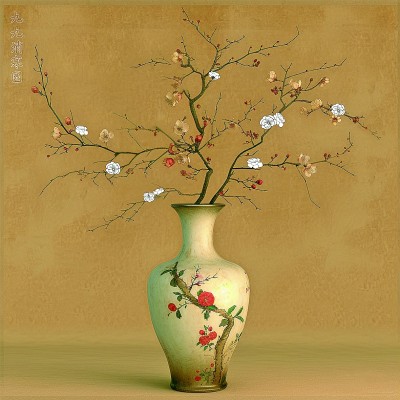 用AI繪畫工具制作的梅花“九九消寒圖”。制作:李世奇、孟揚