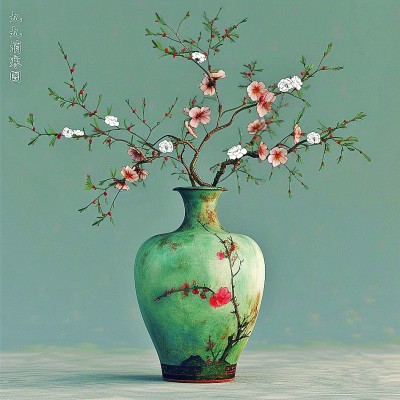 用AI繪畫工具制作的梅花“九九消寒圖”。制作:李世奇、孟揚