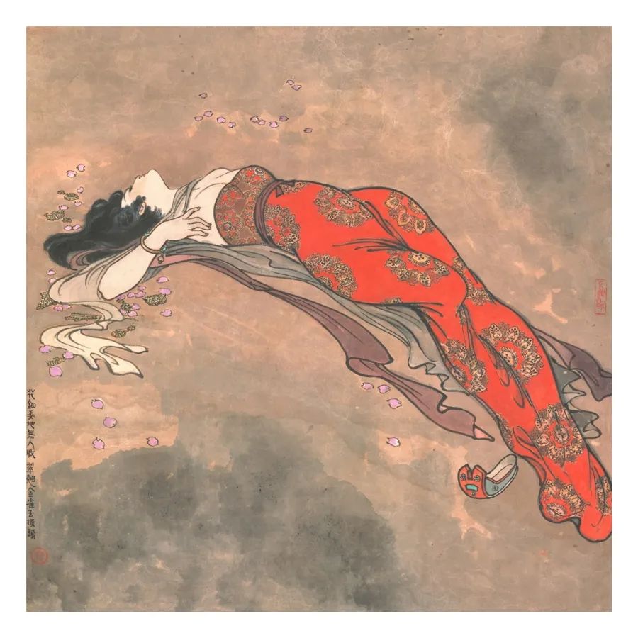 戴敦邦作品 《長恨歌》花鈿委地無人收，翠翹金雀玉搔頭。受訪者提供