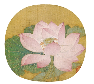 中國畫《出水芙蓉圖》，作者為南宋吳炳（傳）。  故宮博物院藏
