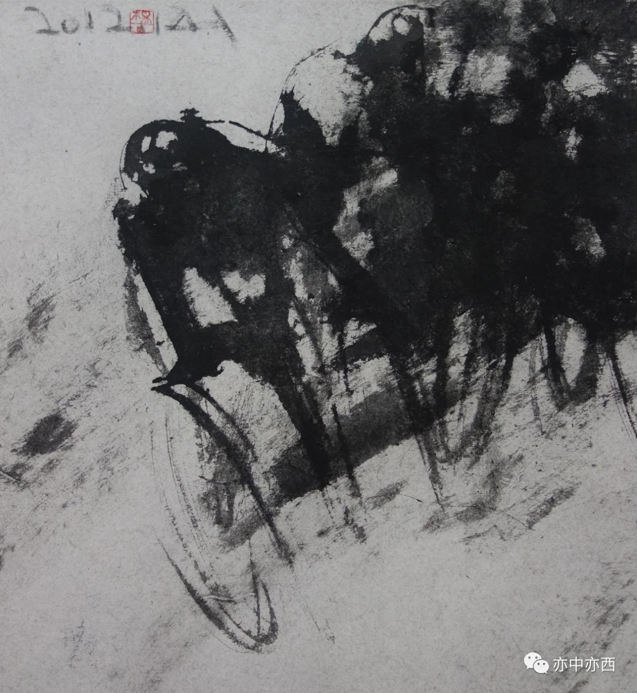 沖向終點(diǎn)，36X39CM,2012年，紙本水墨