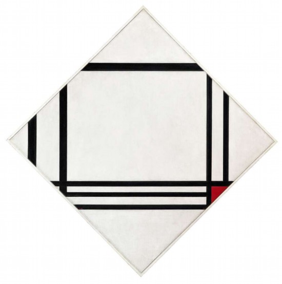 蒙德里安，《八條線紅色矩形的菱形構成》，1938年，布面油畫，貝耶勒基金會藏（貝耶勒基金會展品）